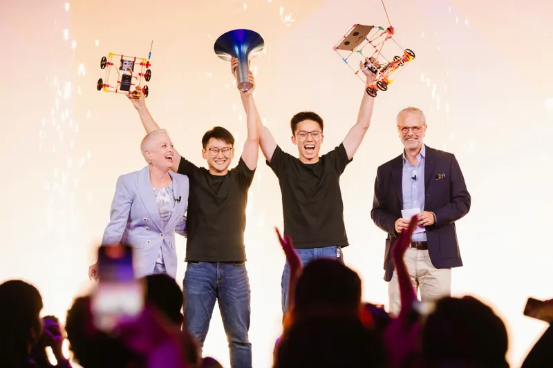The Stick ’Em team winning the Hult Prize 2025 on stage in London