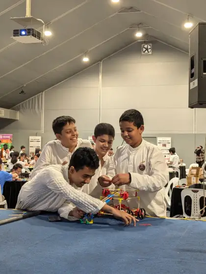 A team at work at the Global Robotics Games