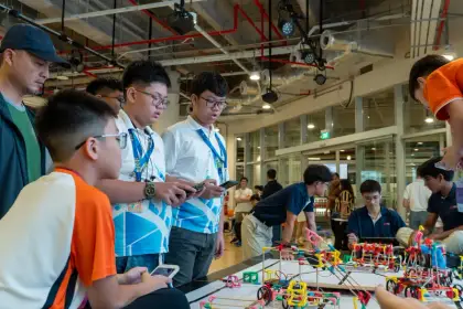Driving the robot down the striped track
