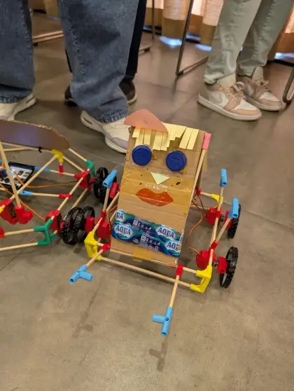 A cart with a drawn face