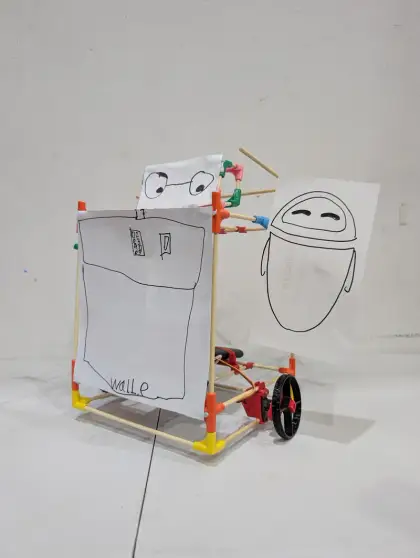 The Walle cart and its drawn robot friend